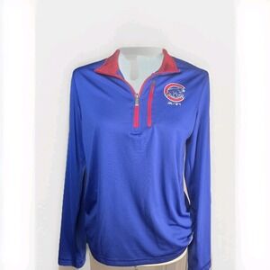 Majestic Women's Chicago Cubs Cool Base 1/4 Zip Pullover Blue Size Large‎
